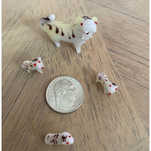 Vintage Unique Handmade Glass Tiger With Cubs in Handpainted Trinket Box - Picture 5 of 8